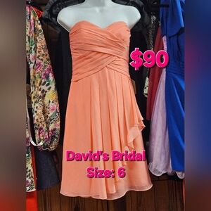 David's Bridal Coral Strapless Dress